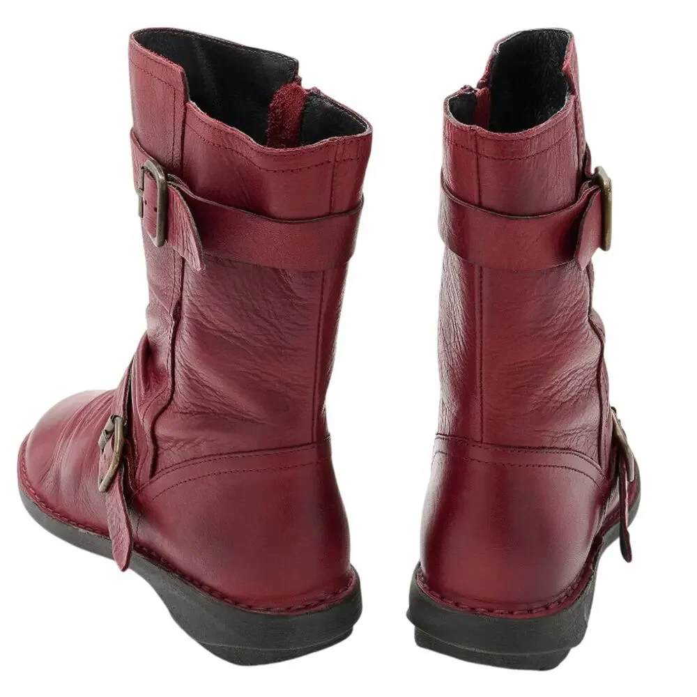 Miz Mooz Womens Pasha Mid Calf Boots EU 38 US 8 Burgundy Red Leather NIB